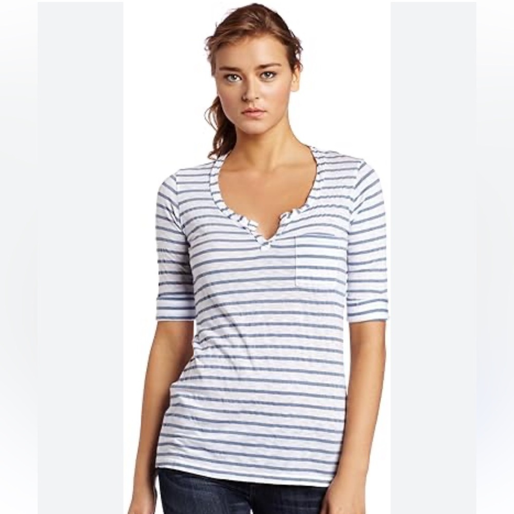 Striped Blue and White Women's Top